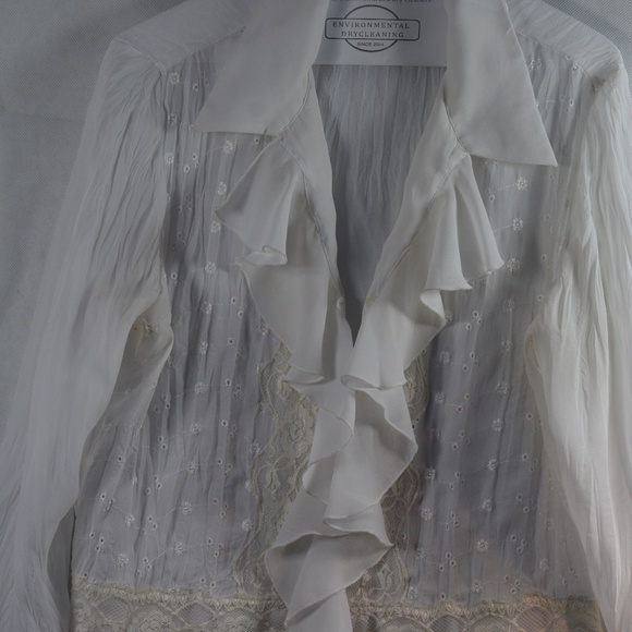 Light Chiffon Style White Blouse with Frills Allison Taylor SZ L - Picture 1 of 6